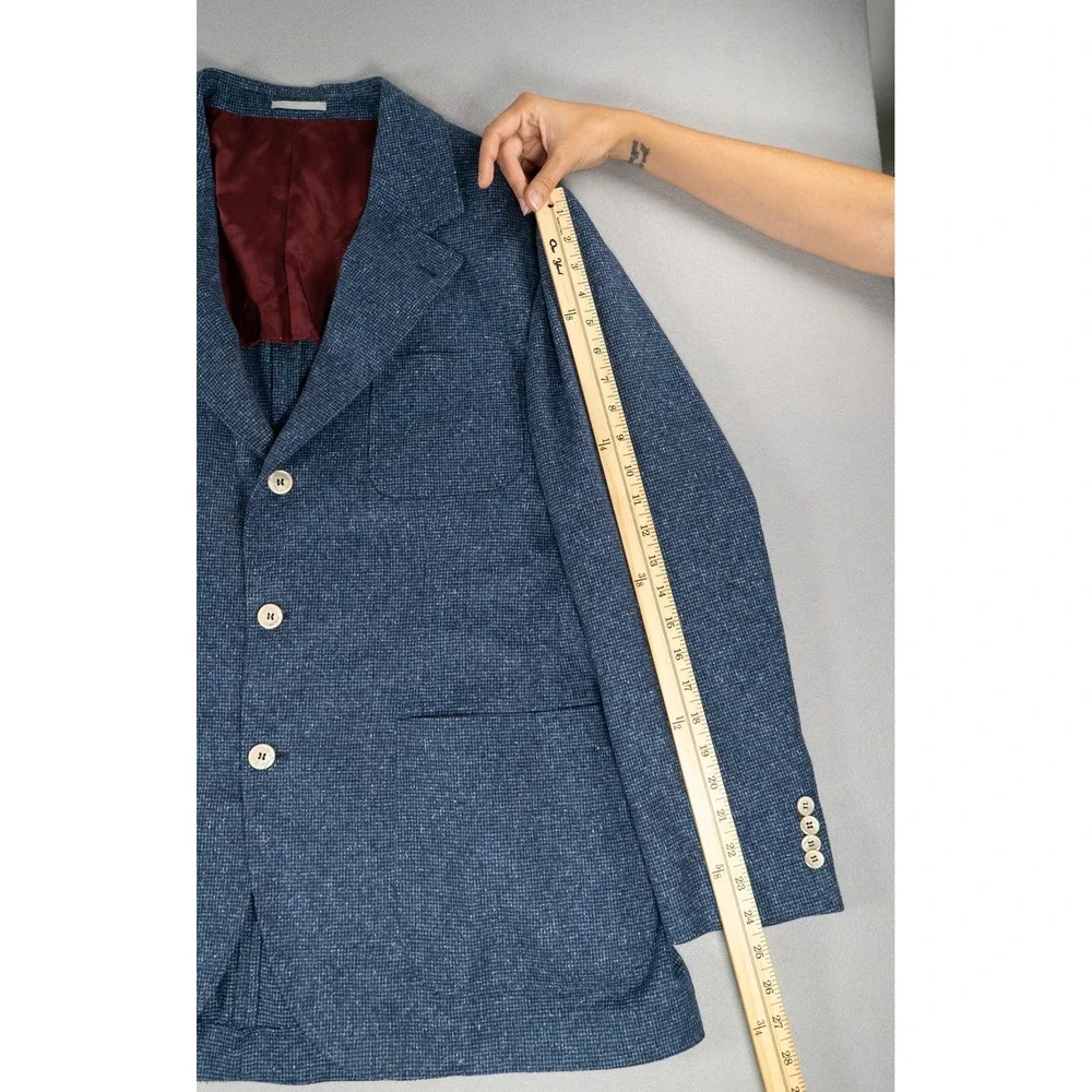 Brunello Cucinelli Mens Blue Silk Wool Cashmere 3 Button Blazer Sport Coat IT 56